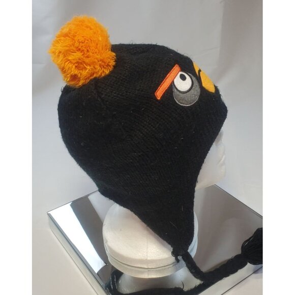 Angry Birds Beanie Winter Hat Ear Flap Pom Pom Knitted Black - Picture 4 of 8